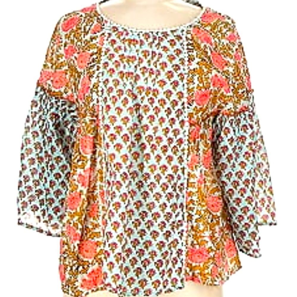 Rachel Zoe Smocked Blouse with 3/4 Sleeves small